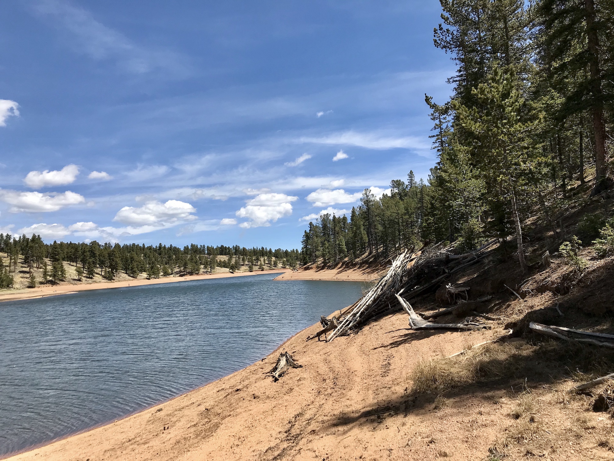 North Catamount Reservoir near Woodland Park, Colorado, on a beautiful May day in 2020.